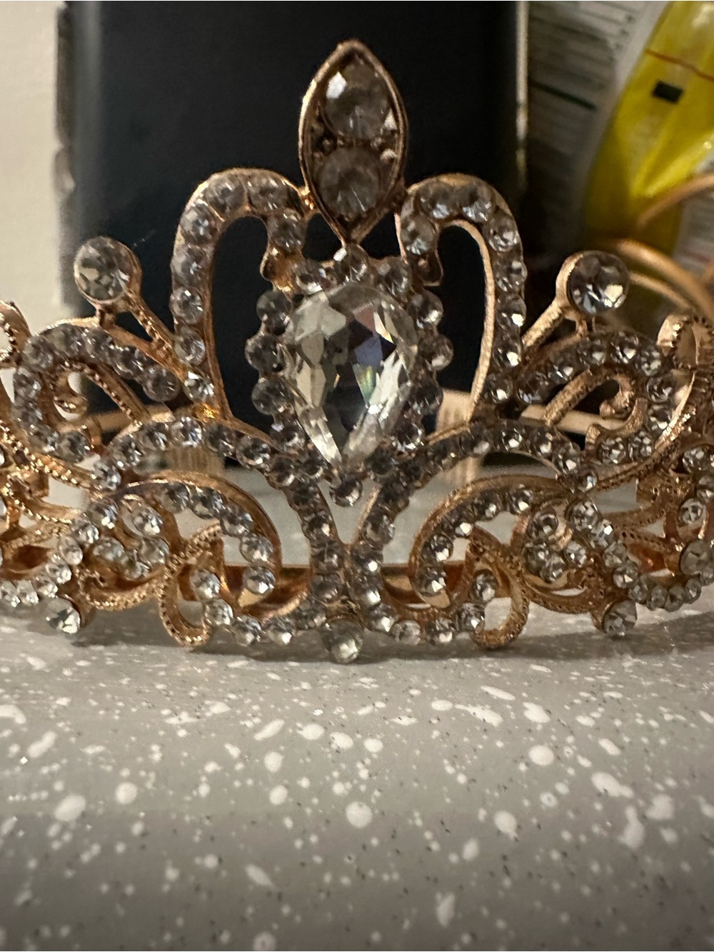 Rose Gold Crystal Tiara Hairpiece for Special Occasions